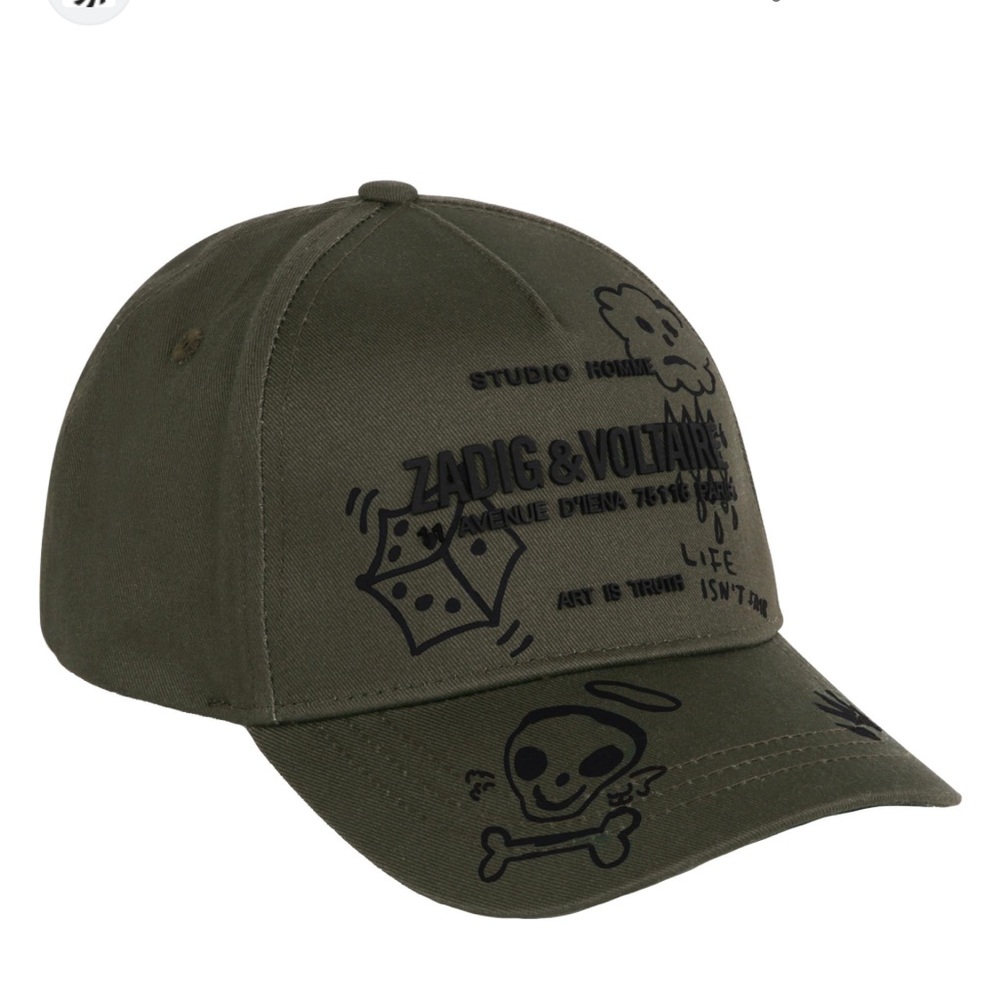 Zadig & Voltaire Kids Olive Green Graphic Baseball Cap